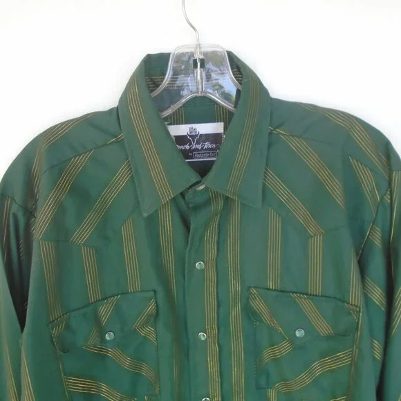 Ranch and Town by Panandle Slim Mens Shirt Size XL Green - Picture 4 of 6